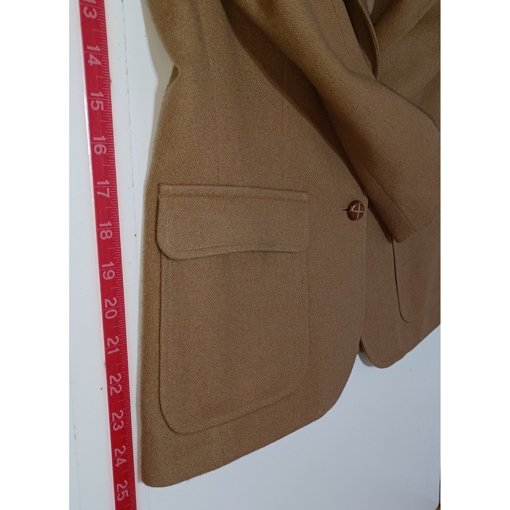 VTG Bretton Place Blazer Womens 8 Camel 100% Wool USA Academia Preppy Classic - Picture 11 of 12